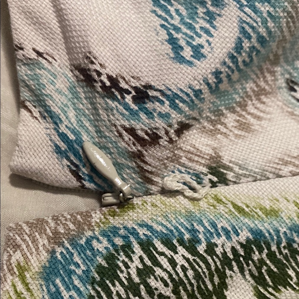 LOFT Blue/Green and Cream A-Line Skirt - Picture 3 of 10